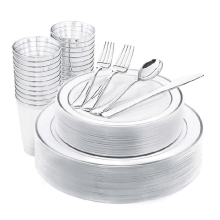 200 Pcs Silverware Dinnerware Set Havy Duty Plastic Place Setting Tableware Set Party Silverware Set